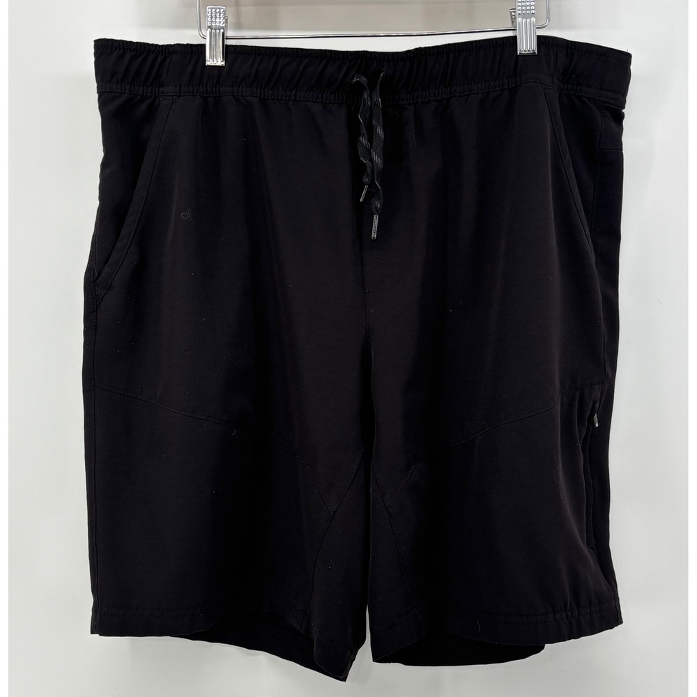 Gerry Trail Shorts Men XL Black Pull On Elastic Waist Drawstring Zip Pockets